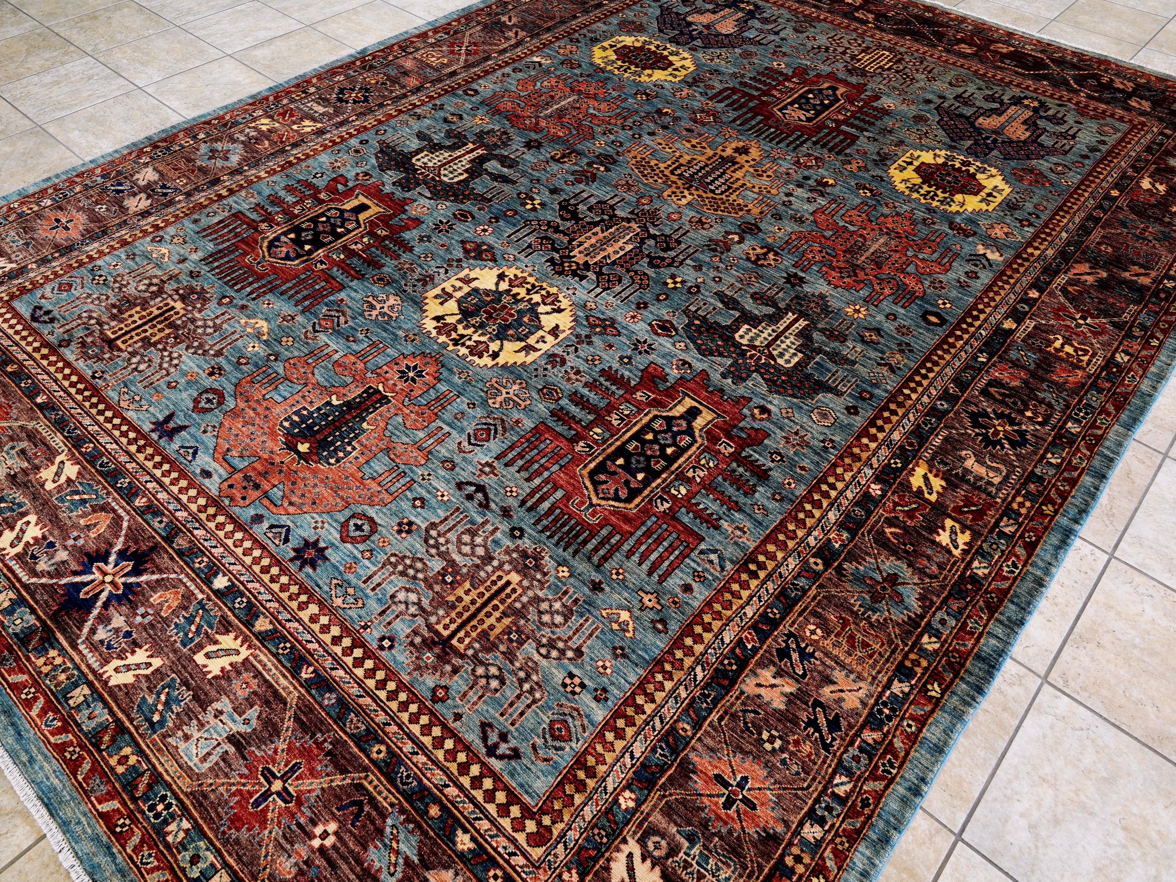 9x12 Ft Blue Kazak Rug - Hand Knotted Traditional Rug