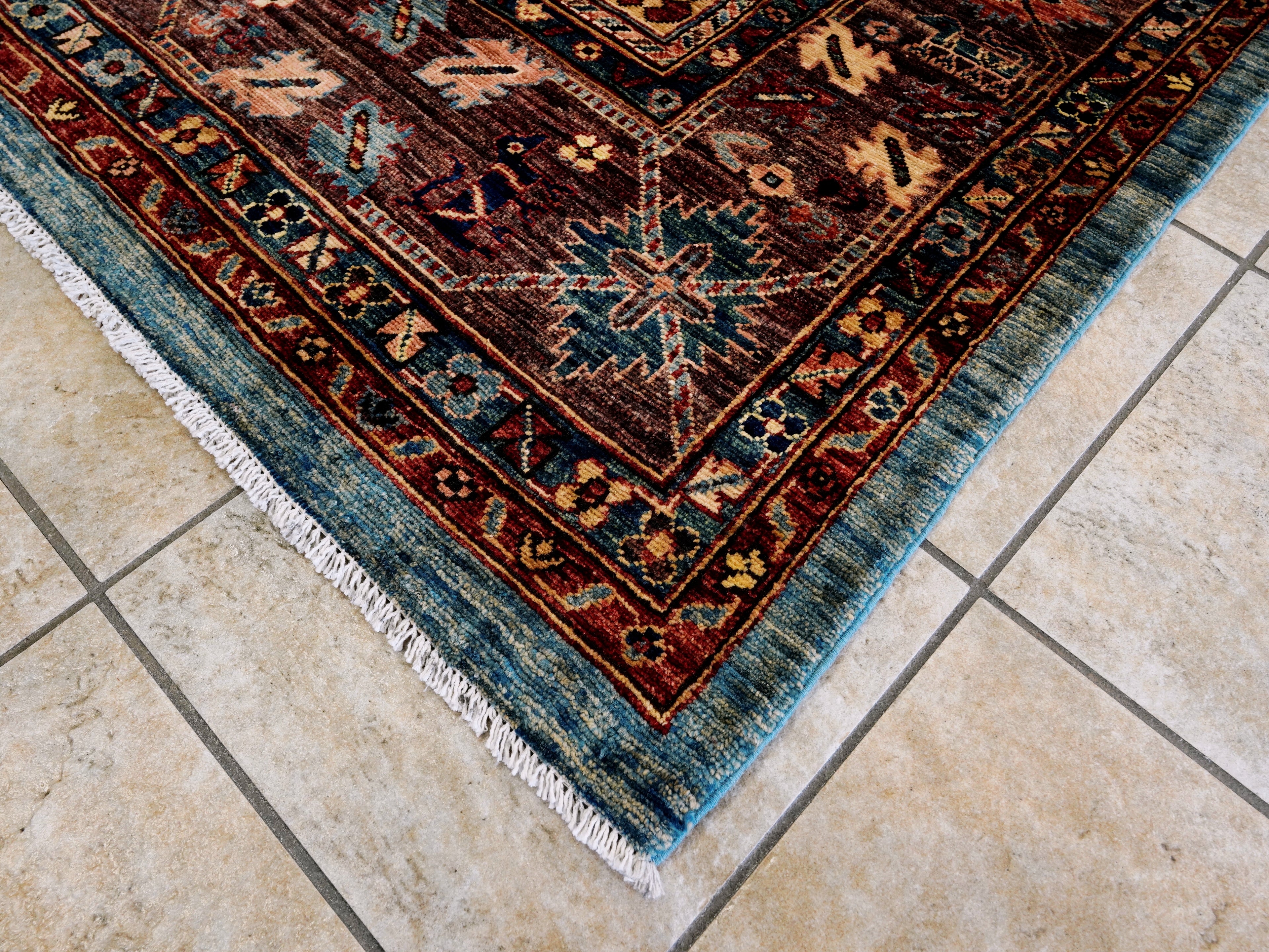 9x12 Ft Blue Kazak Rug - Hand Knotted Traditional Rug