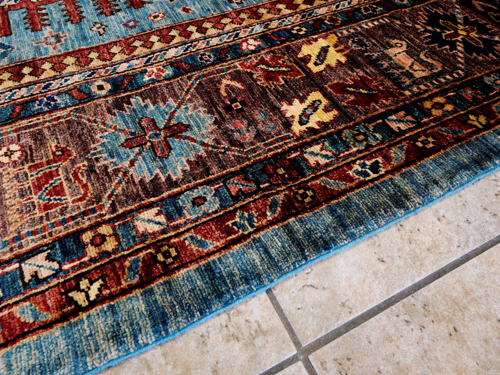 9x12 Ft Blue Kazak Rug - Hand Knotted Traditional Rug