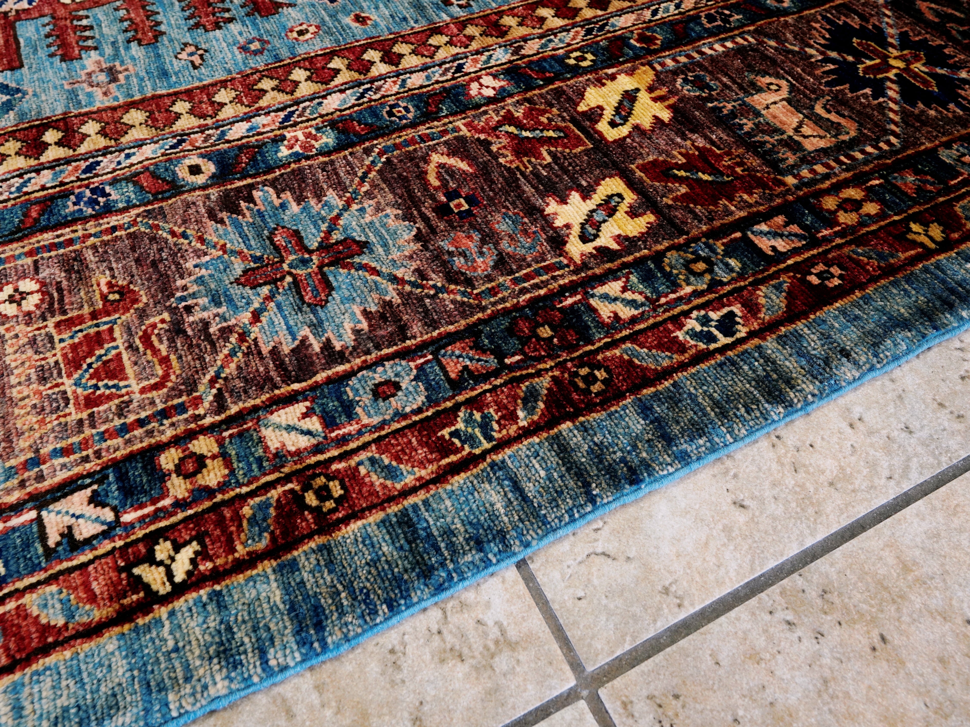 9x12 Ft Blue Kazak Rug - Hand Knotted Traditional Rug