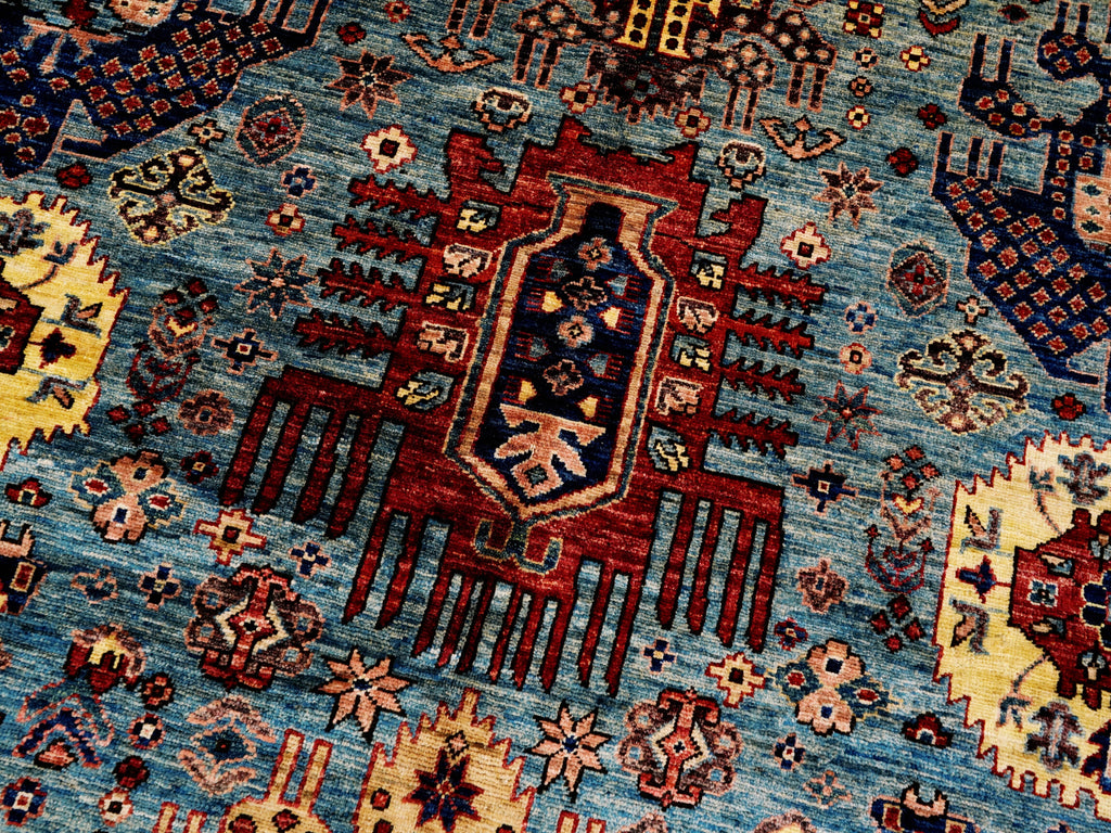 9x12 Ft Blue Kazak Rug - Hand Knotted Traditional Rug