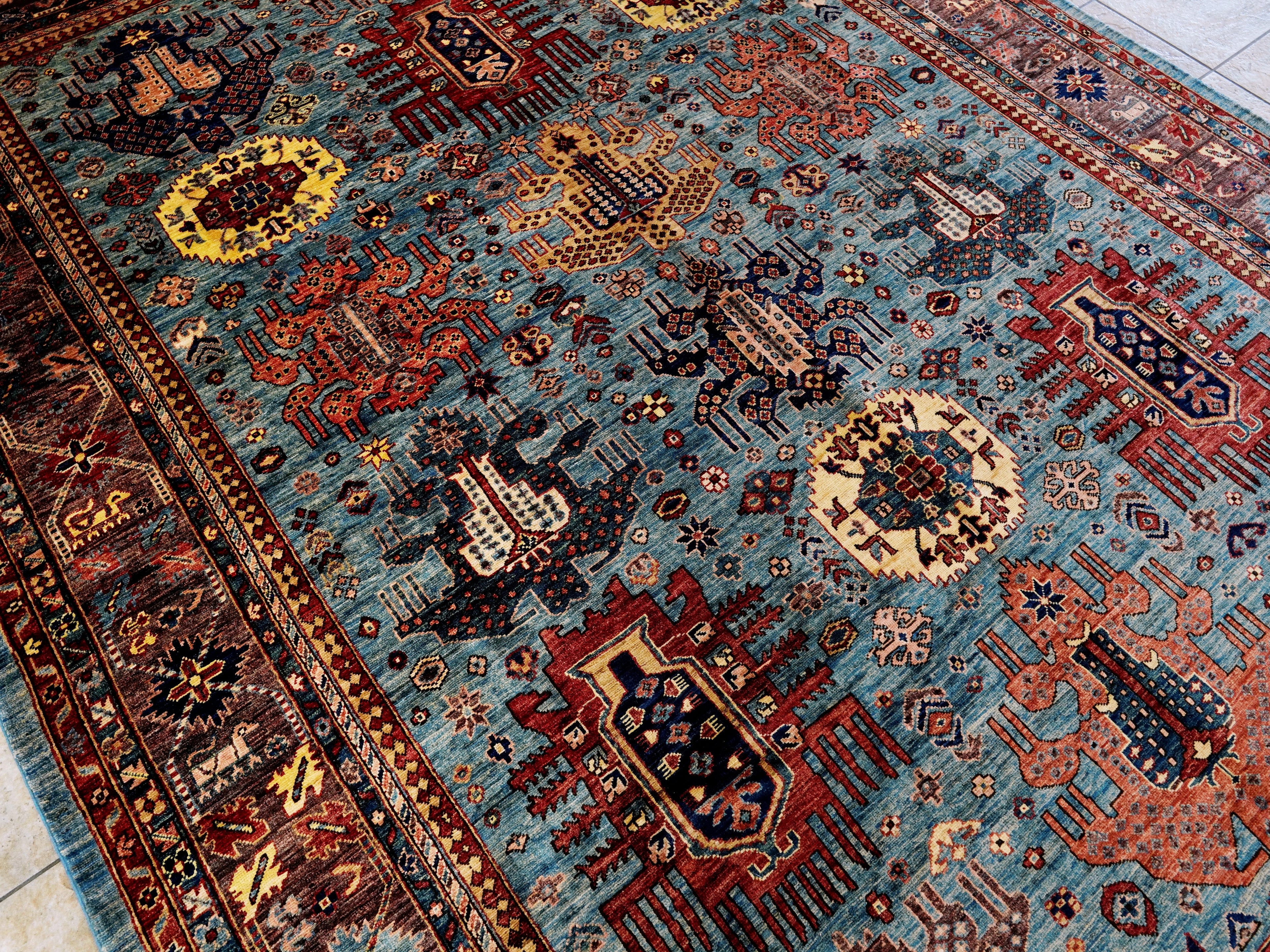 9x12 Ft Blue Kazak Rug - Hand Knotted Traditional Rug