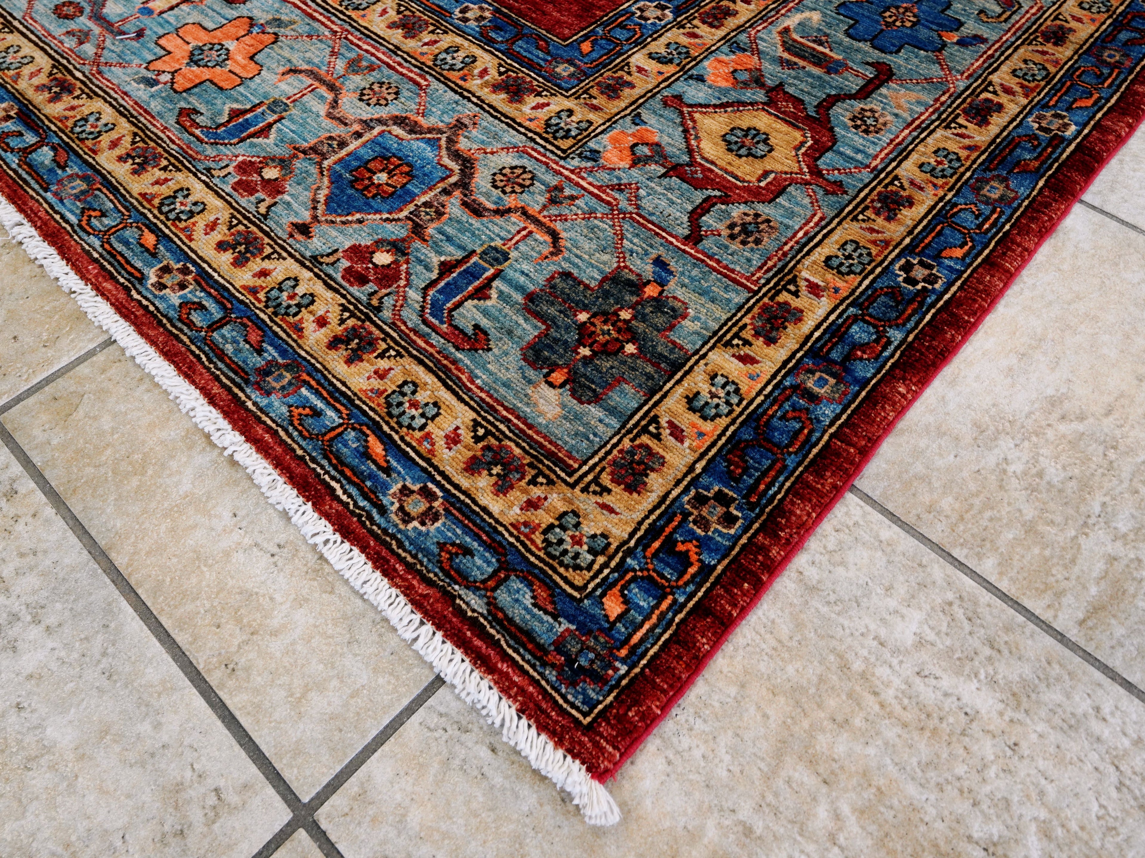 9x12 Ft Red Afghan Rug - Hand Knotted Traditional Rug