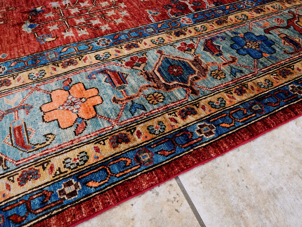 9x12 Ft Red Afghan Rug - Hand Knotted Traditional Rug