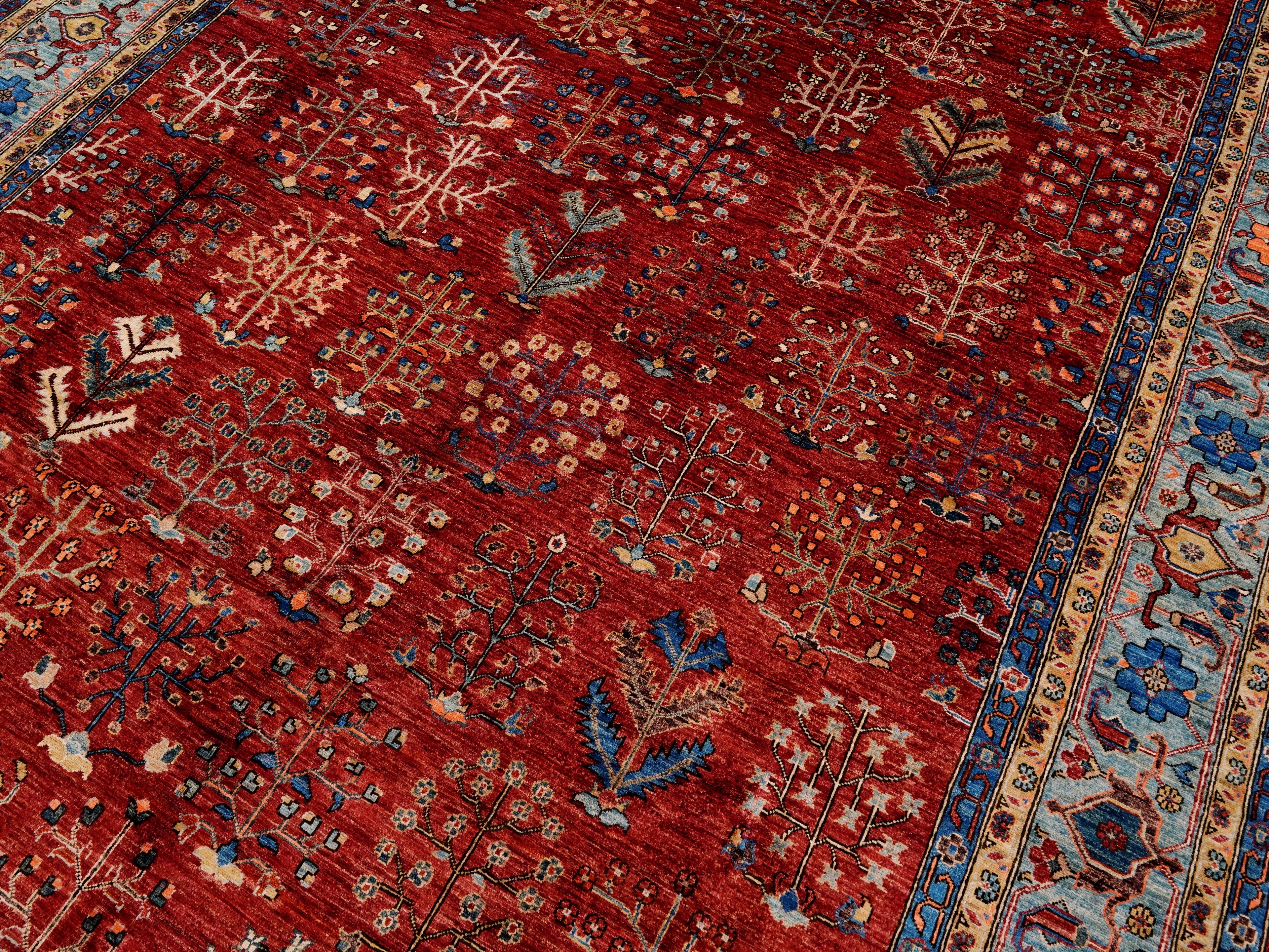 9x12 Ft Red Afghan Rug - Hand Knotted Traditional Rug