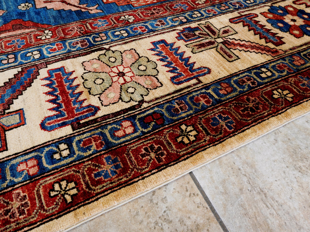 9x12 Ft Red & Beige Afghan Rug - Hand Knotted Traditional Rug