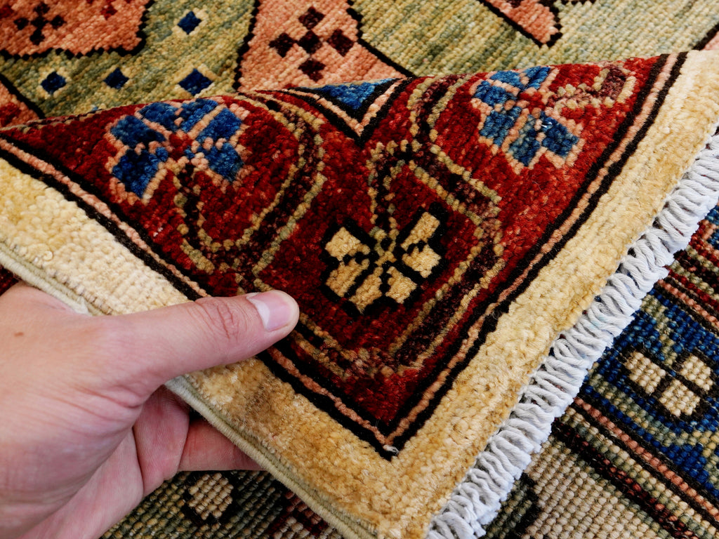 9x12 Ft Red & Beige Afghan Rug - Hand Knotted Traditional Rug