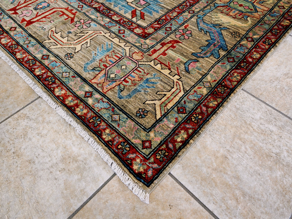 9x12 Ft Brown Oriental Rug - Hand Knotted Traditional Afghan Rug