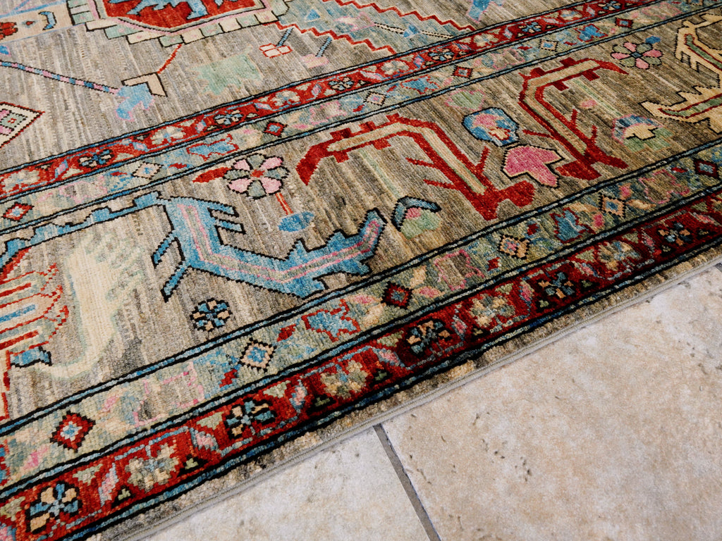 9x12 Ft Brown Oriental Rug - Hand Knotted Traditional Afghan Rug