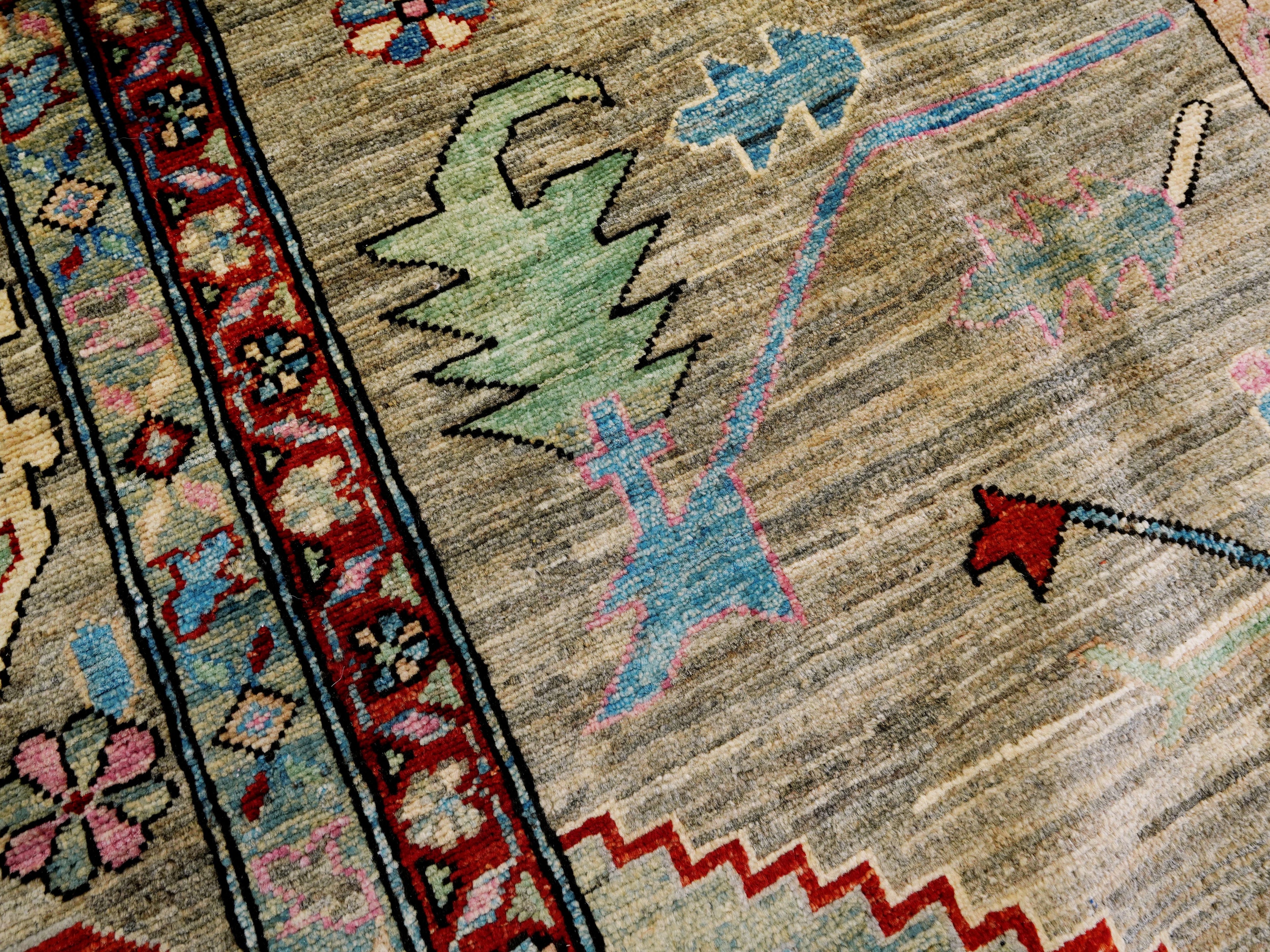 9x12 Ft Brown Oriental Rug - Hand Knotted Traditional Afghan Rug