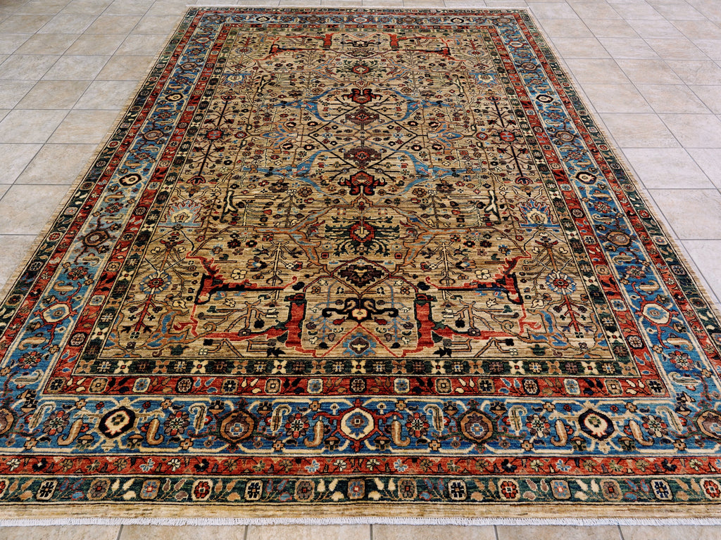 9x12 Ft Brown Afghan Rug - Hand Knotted Traditional Rug