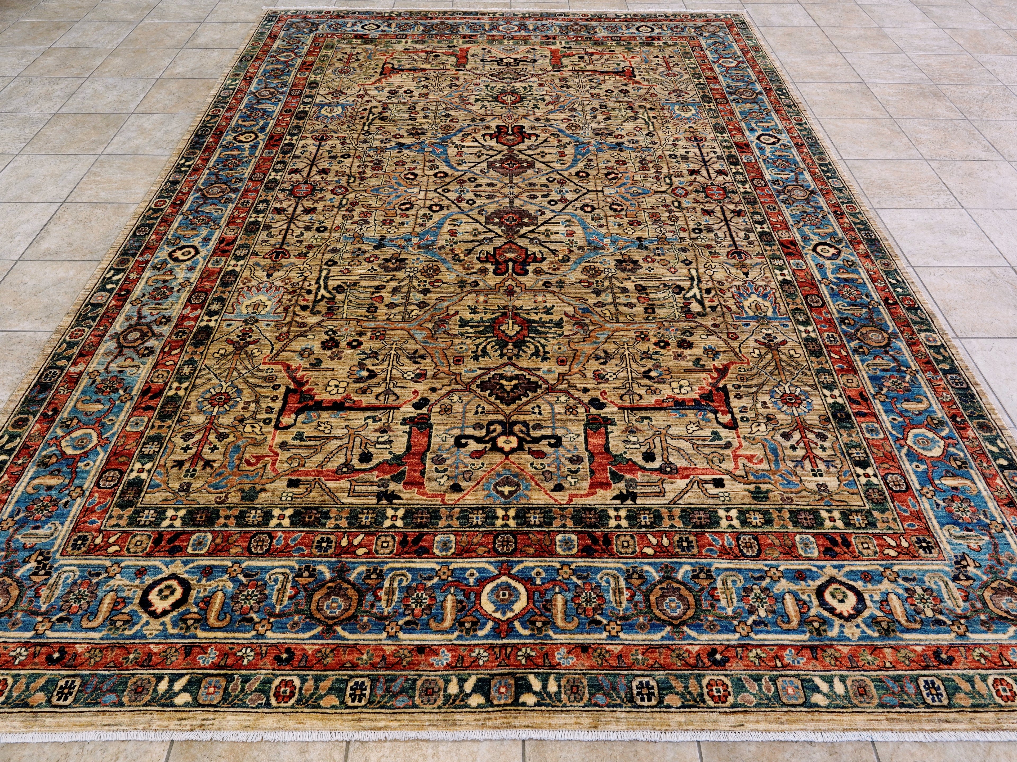 9x12 Ft Brown Afghan Rug - Hand Knotted Traditional Rug