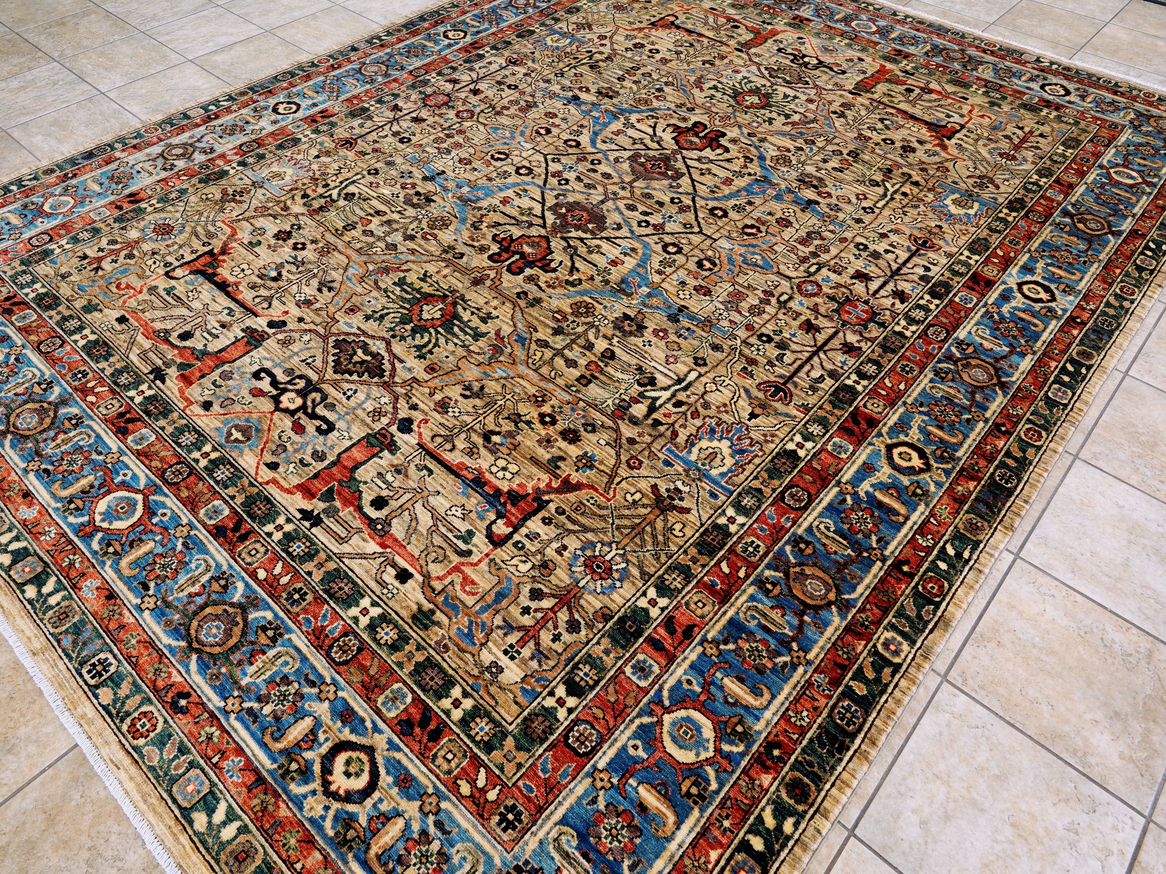 9x12 Ft Brown Afghan Rug - Hand Knotted Traditional Rug