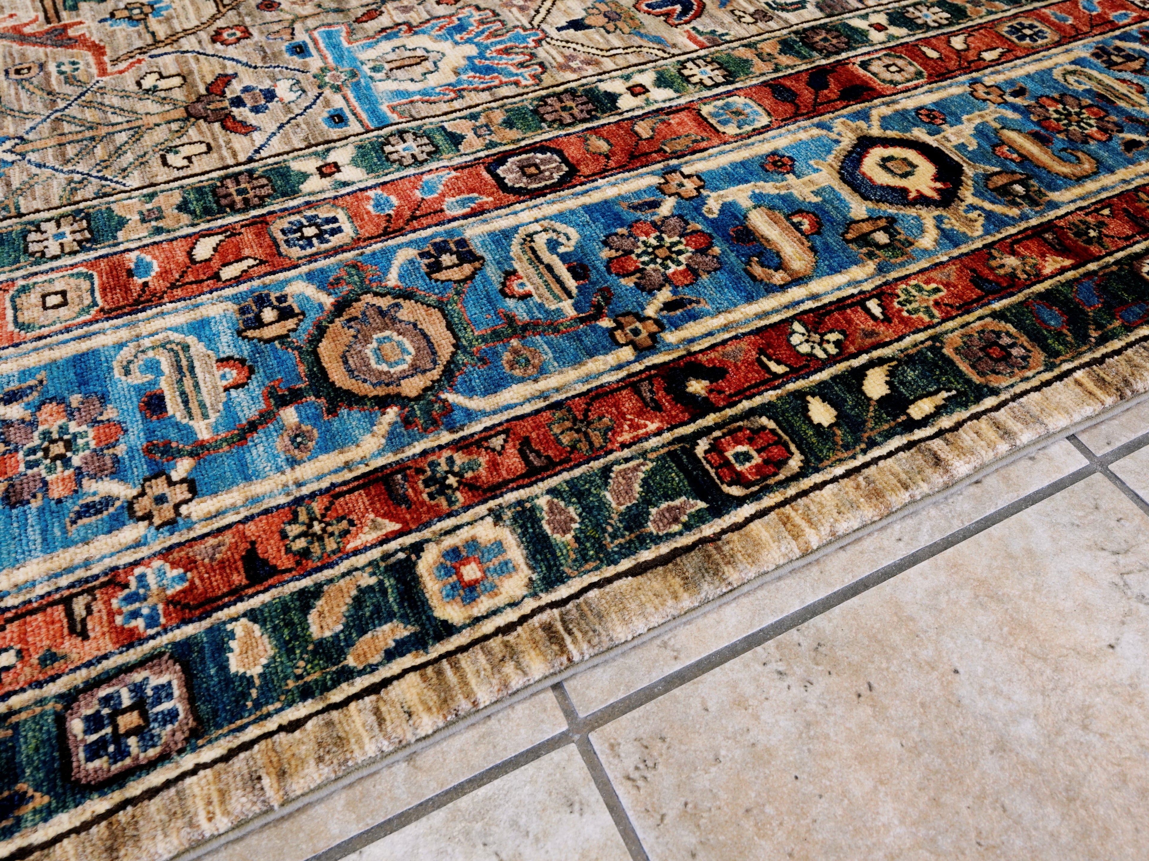 9x12 Ft Brown Afghan Rug - Hand Knotted Traditional Rug
