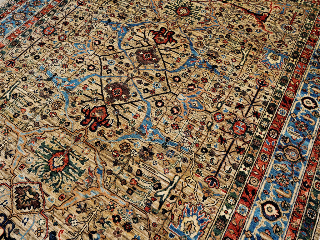 9x12 Ft Brown Afghan Rug - Hand Knotted Traditional Rug