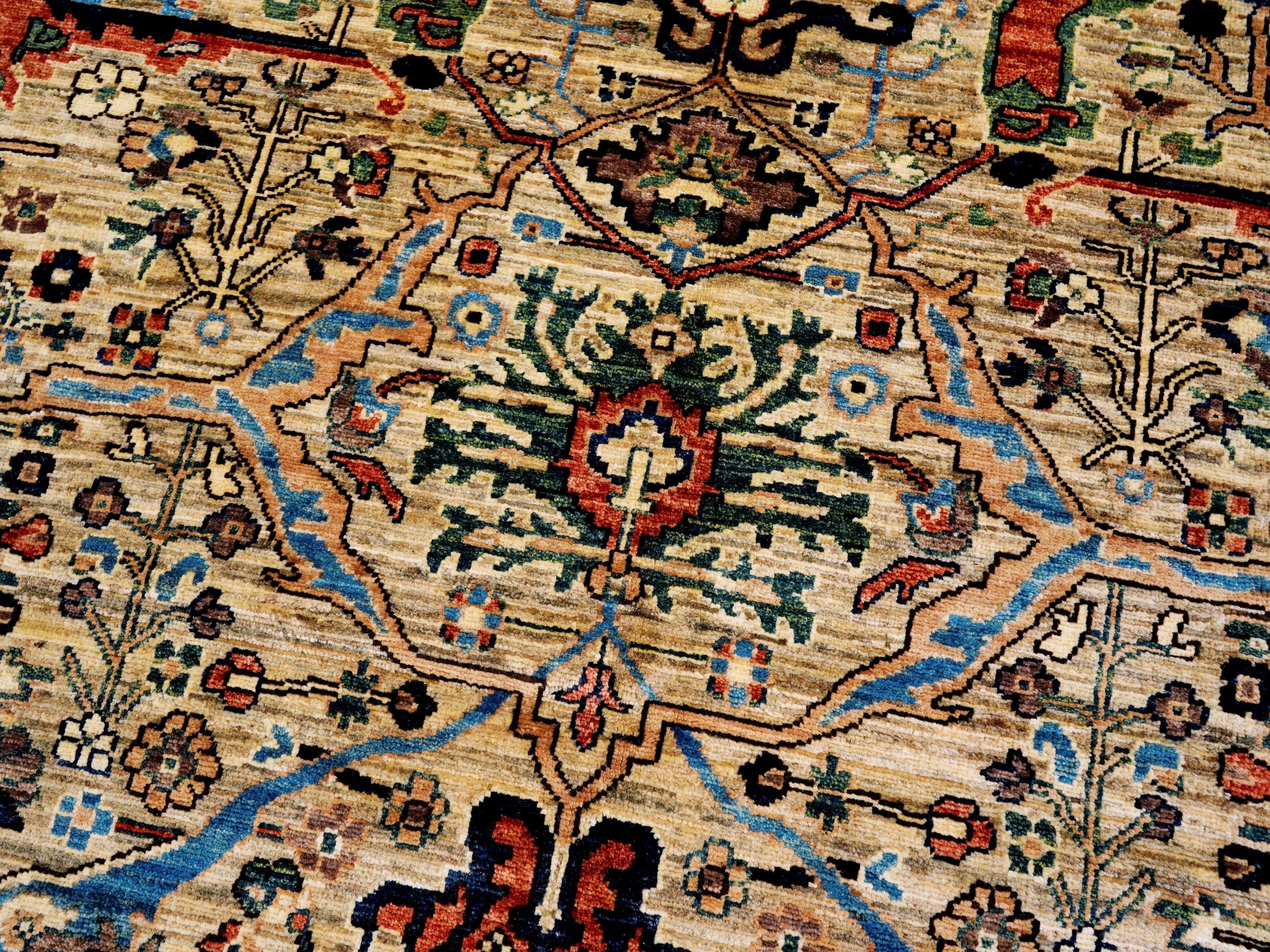 9x12 Ft Brown Afghan Rug - Hand Knotted Traditional Rug