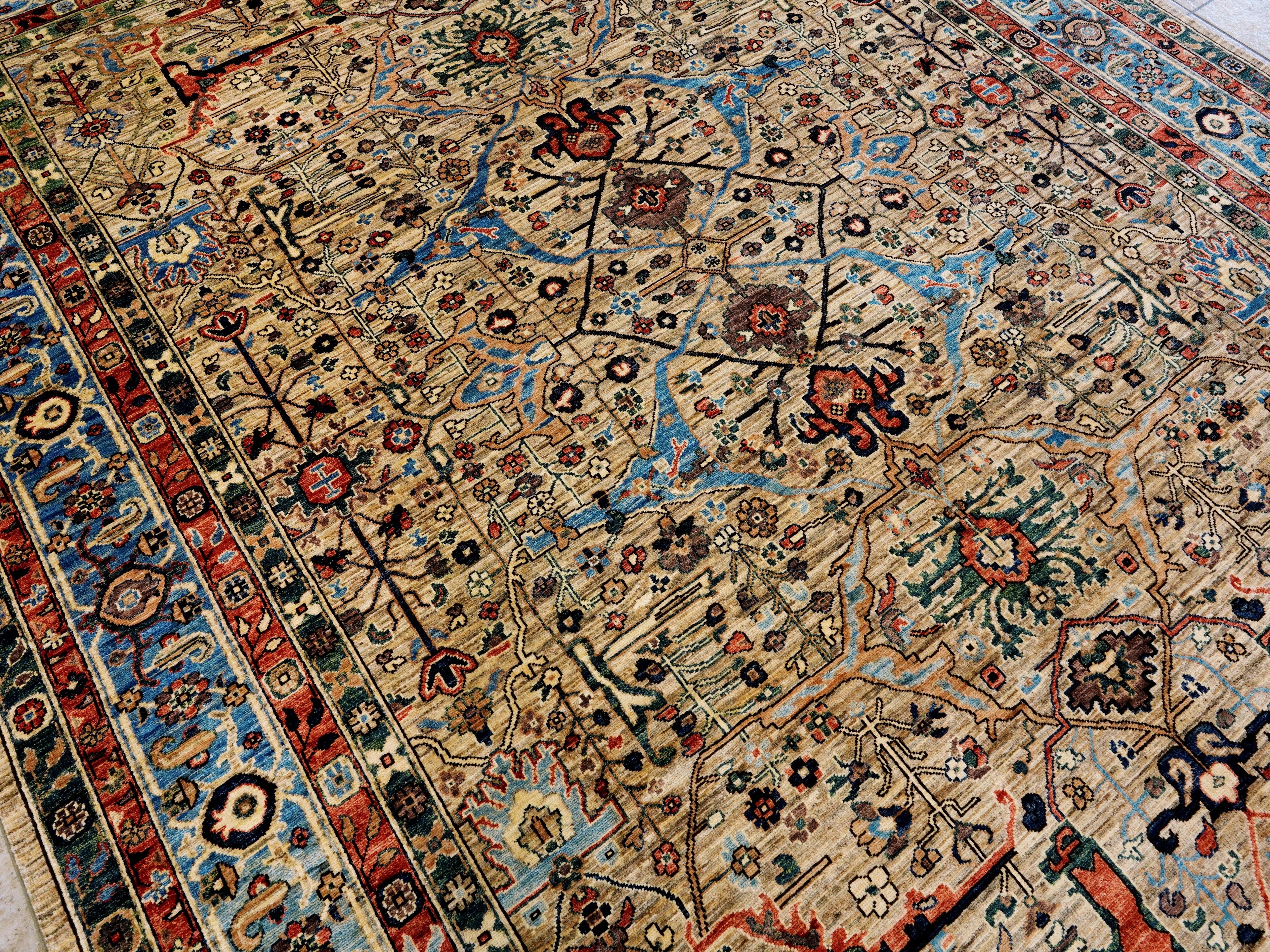 9x12 Ft Brown Afghan Rug - Hand Knotted Traditional Rug