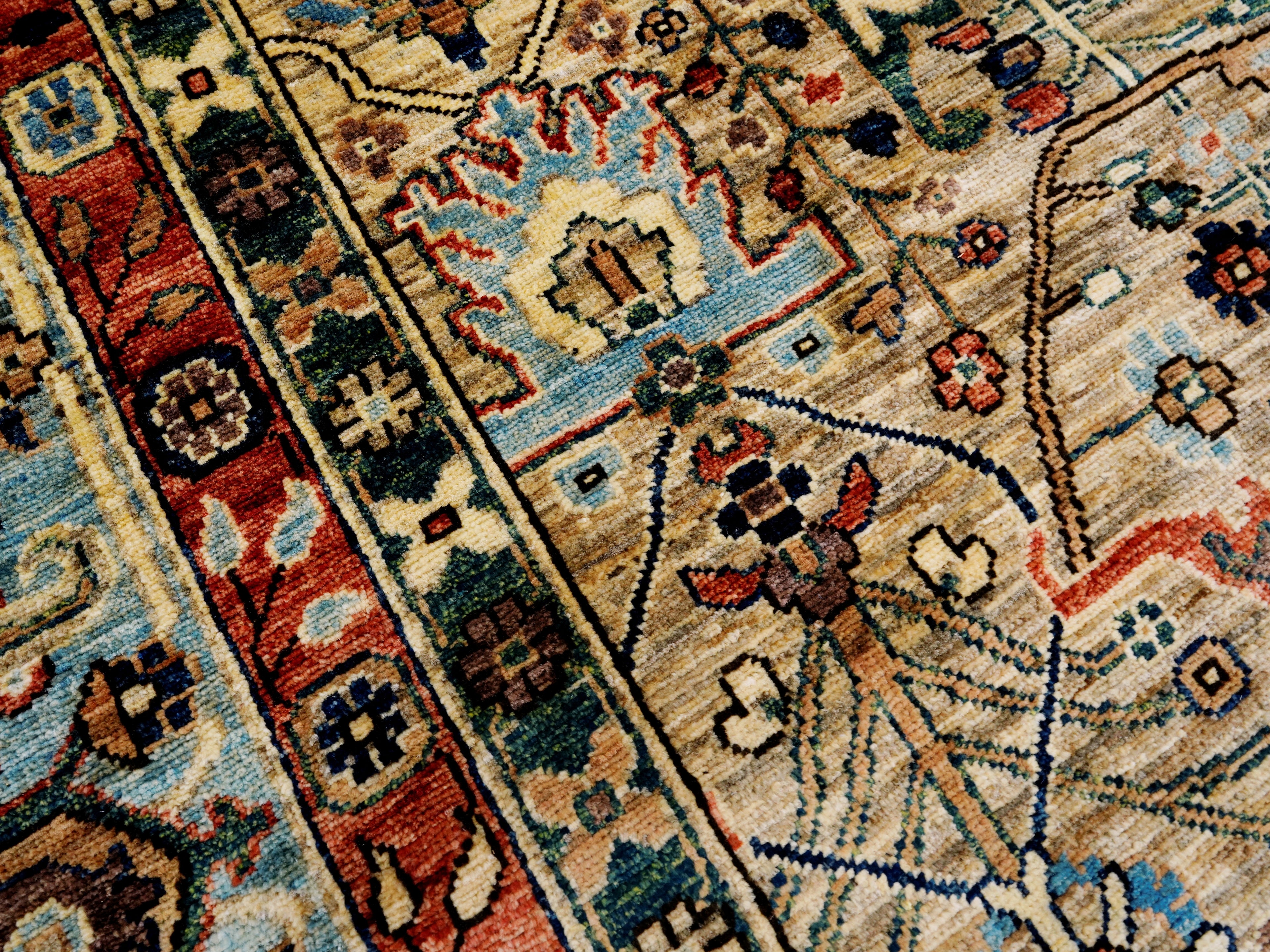 9x12 Ft Brown Afghan Rug - Hand Knotted Traditional Rug