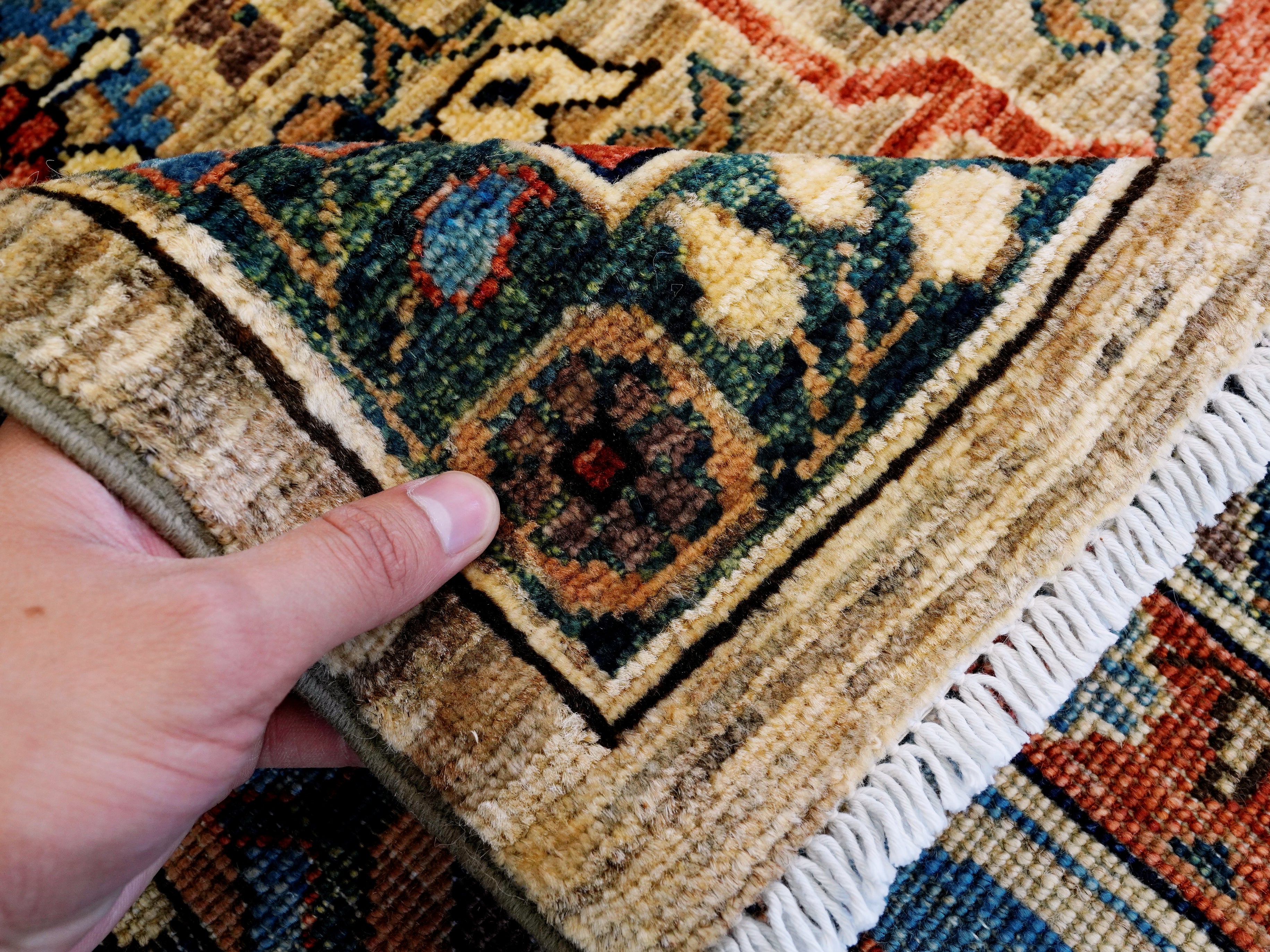 9x12 Ft Brown Afghan Rug - Hand Knotted Traditional Rug