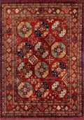 6x9 Ft Red Ersari Rug - Hand Knotted Afghan Rug