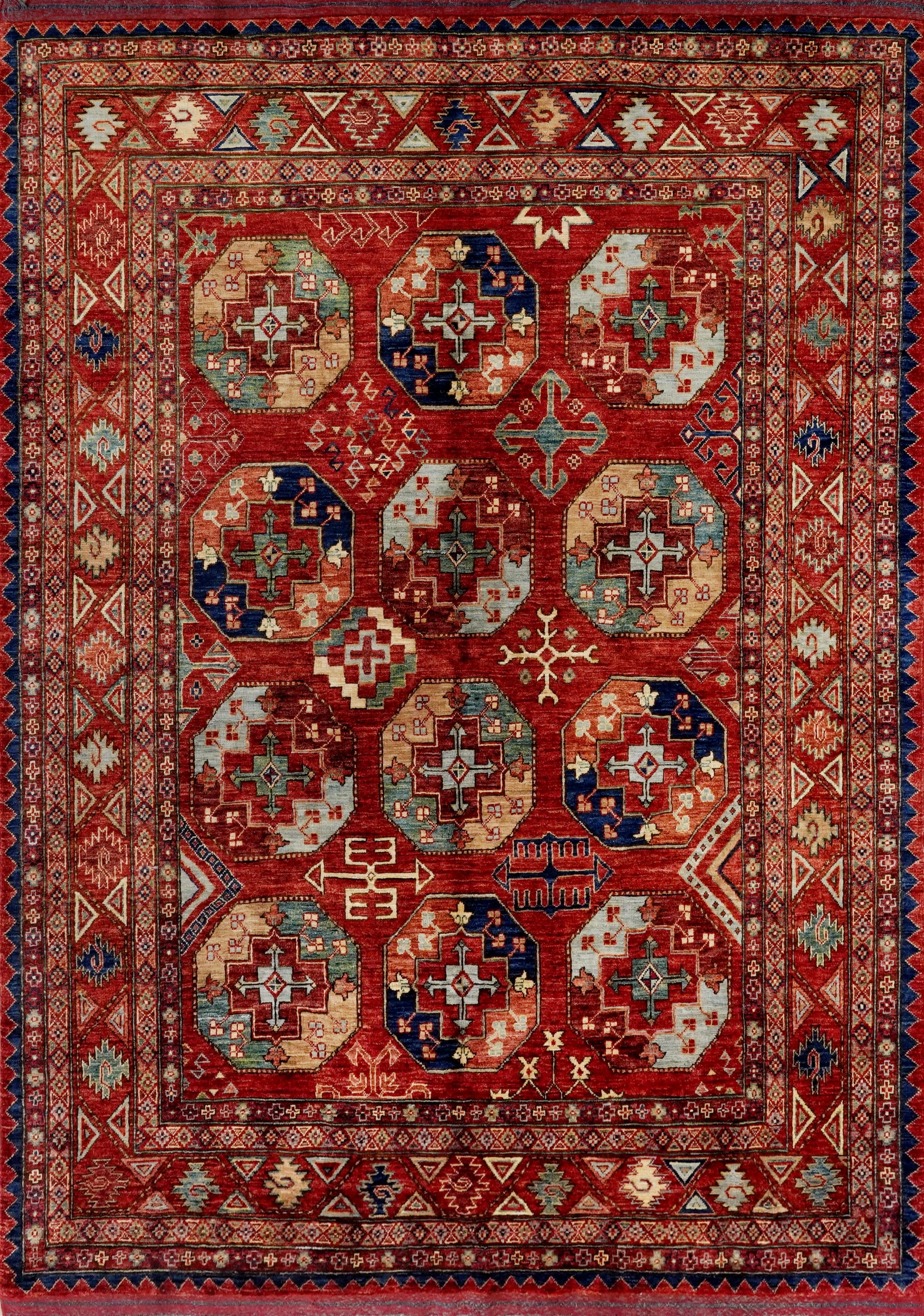 6x9 Ft Red Ersari Rug - Hand Knotted Afghan Rug