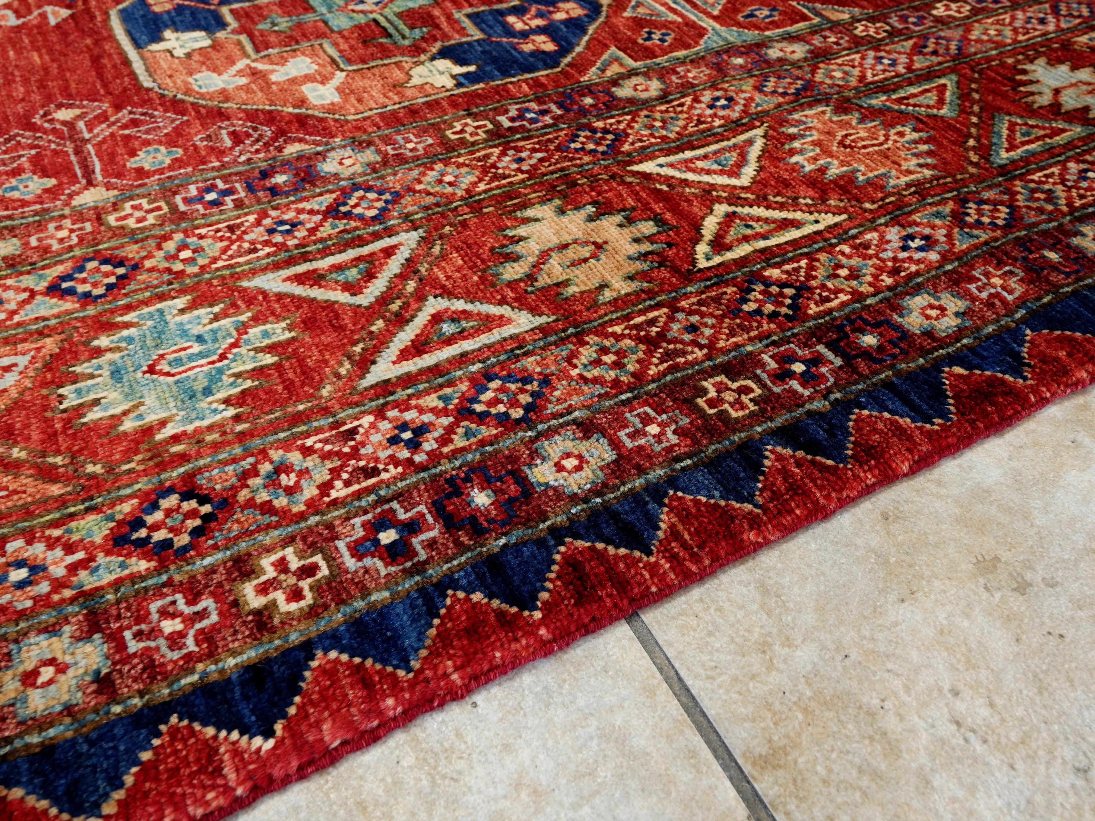 6x9 Ft Red Ersari Rug - Hand Knotted Afghan Rug