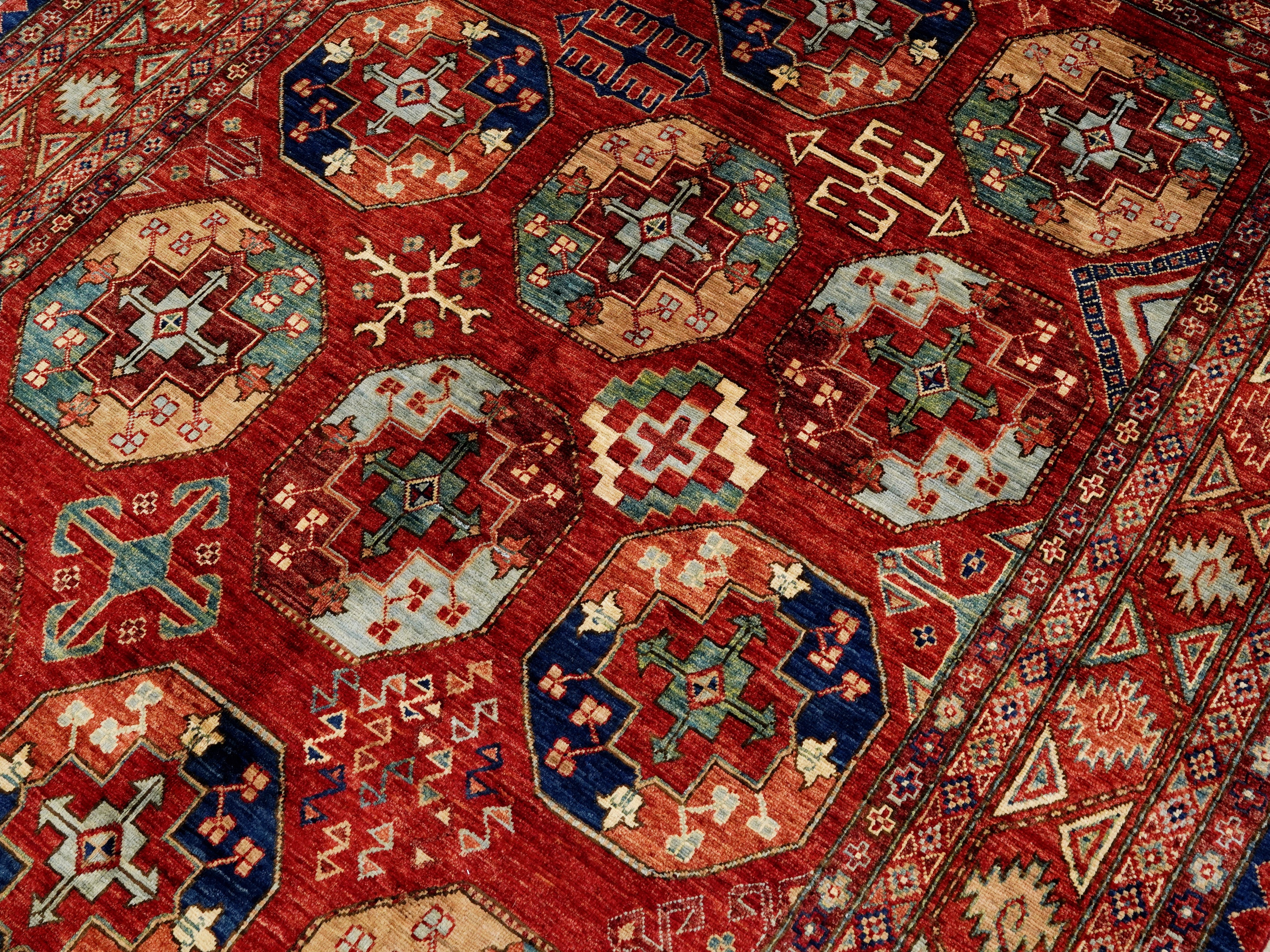 6x9 Ft Red Ersari Rug - Hand Knotted Afghan Rug