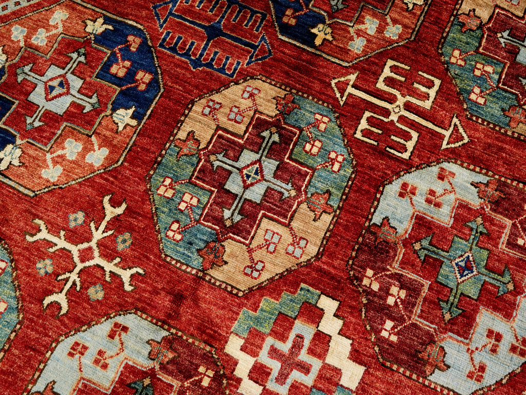 6x9 Ft Red Ersari Rug - Hand Knotted Afghan Rug