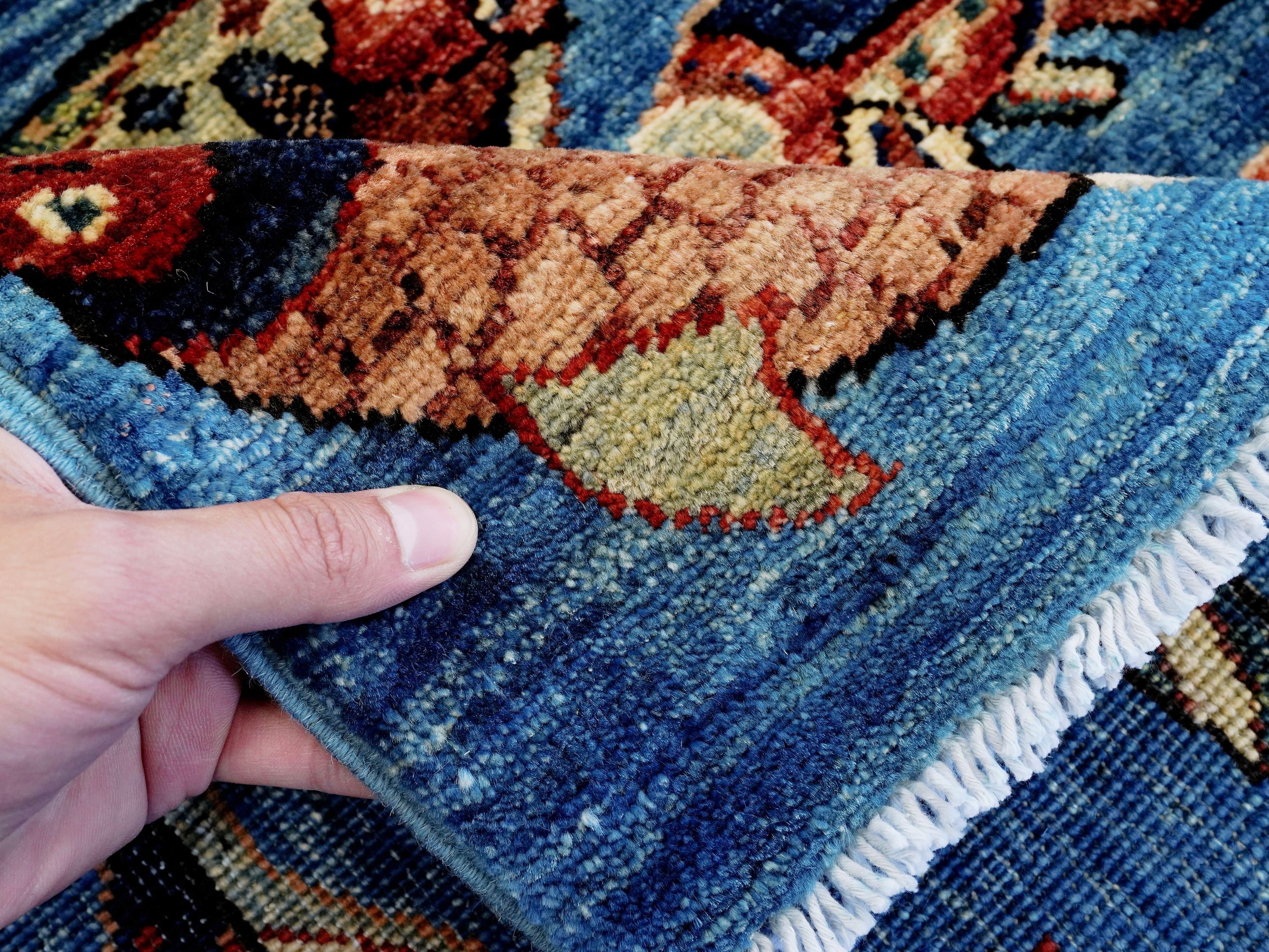 6x9 Ft Blue Fish Rug - Handmade Afghan Rug