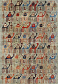 6x9 Ft Gray Camel Rug - Handmade Area Rug - Animal Design