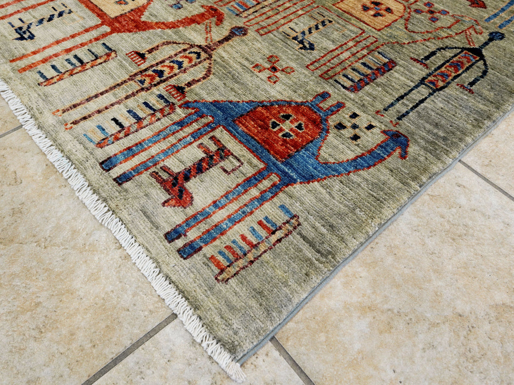 6x9 Ft Gray Camel Rug - Handmade Area Rug - Animal Design
