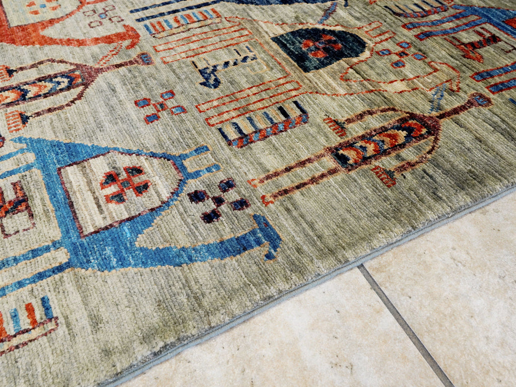 6x9 Ft Gray Camel Rug - Handmade Area Rug - Animal Design
