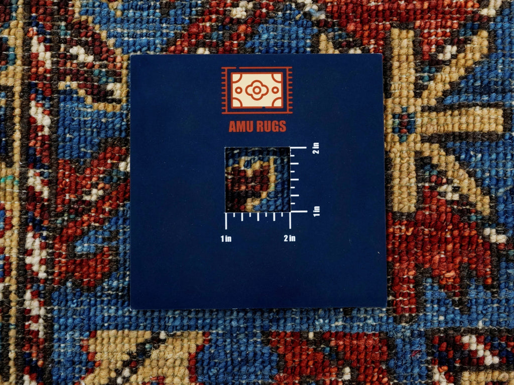 6x9 Ft Blue Afghan Rug - Hand Knotted Oriental Rug