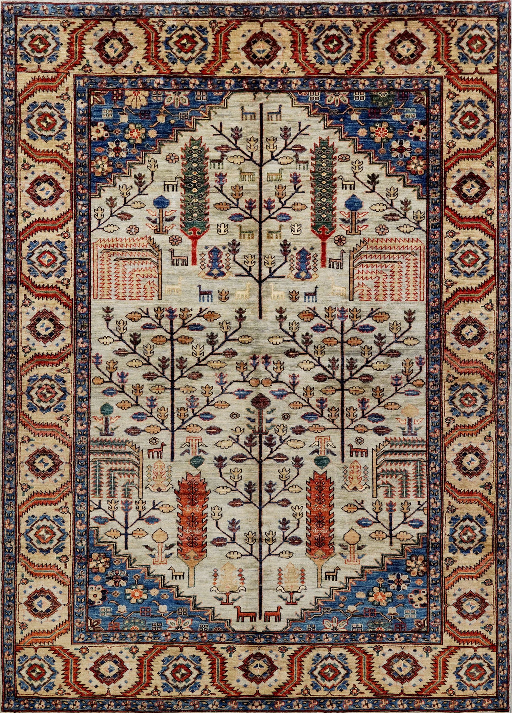 6x9 Ft Floral Afghan Rug - Hand Knotted Oriental Area Rug