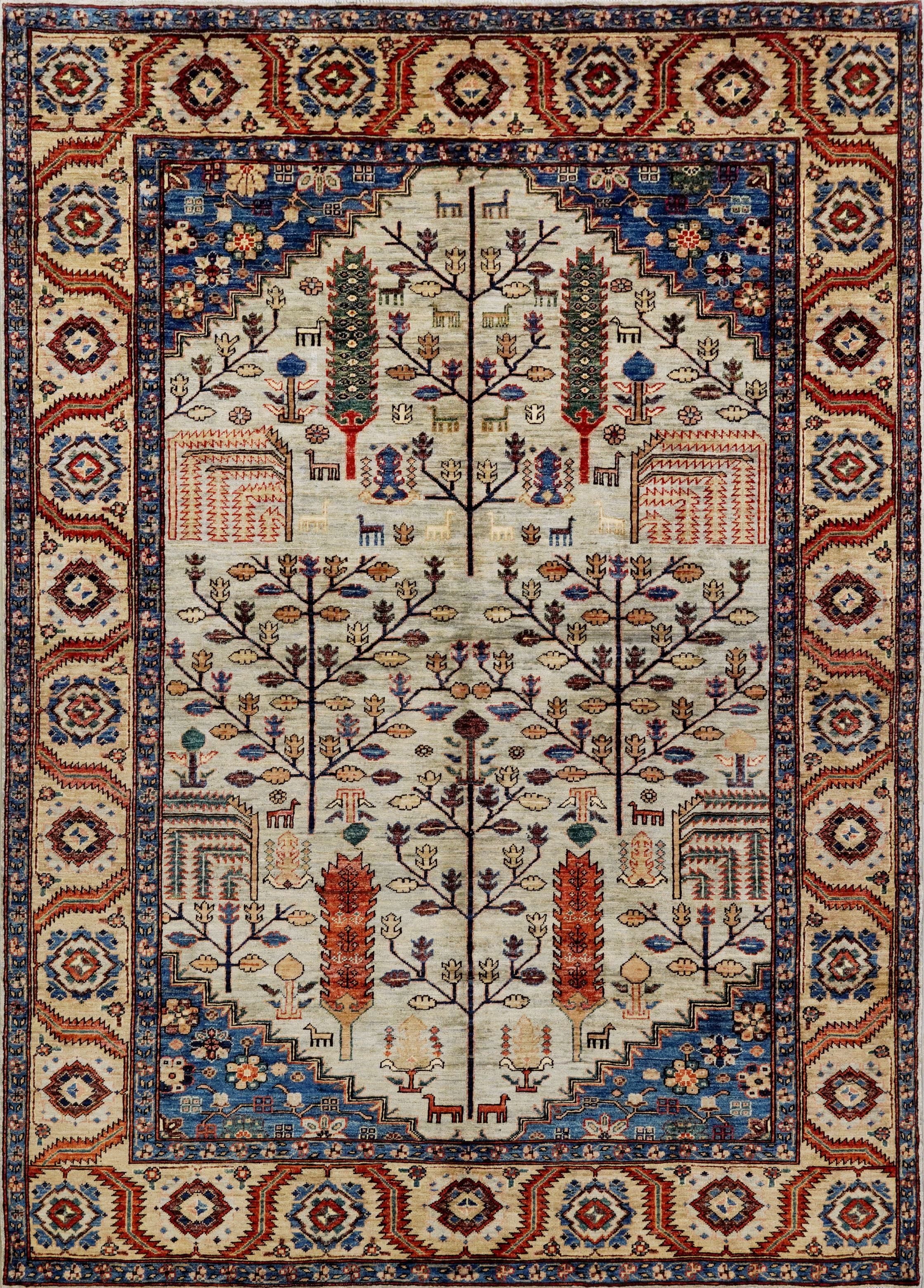 6x9 Ft Floral Afghan Rug - Hand Knotted Oriental Area Rug