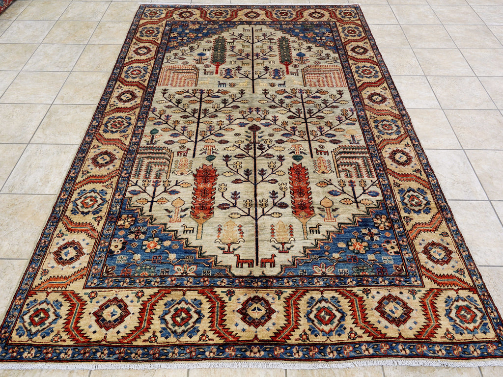 6x9 Ft Floral Afghan Rug - Hand Knotted Oriental Area Rug