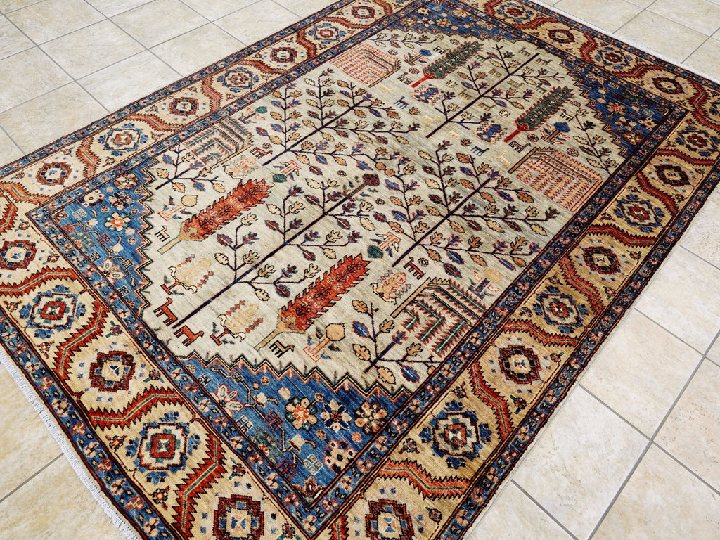 6x9 Ft Floral Afghan Rug - Hand Knotted Oriental Area Rug