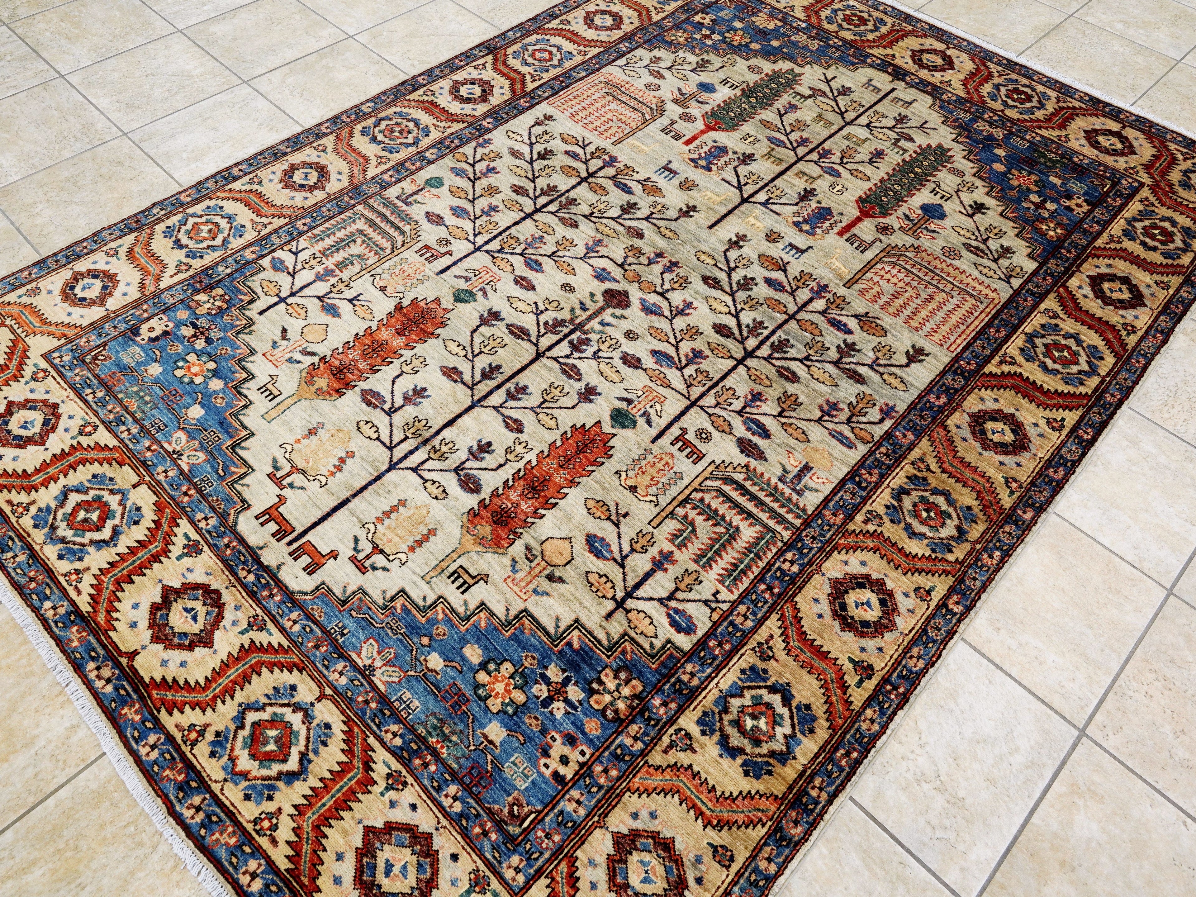 6x9 Ft Floral Afghan Rug - Hand Knotted Oriental Area Rug