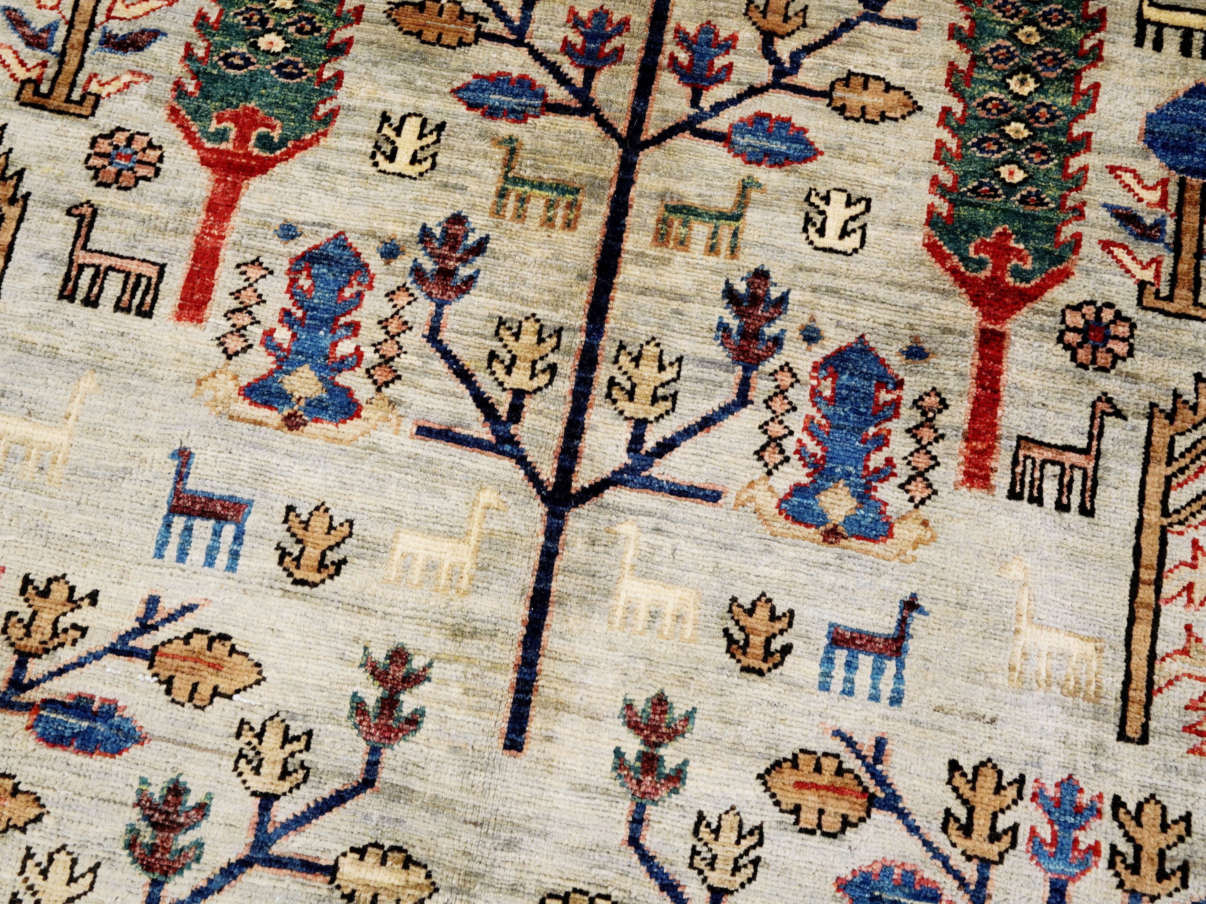 6x9 Ft Floral Afghan Rug - Hand Knotted Oriental Area Rug