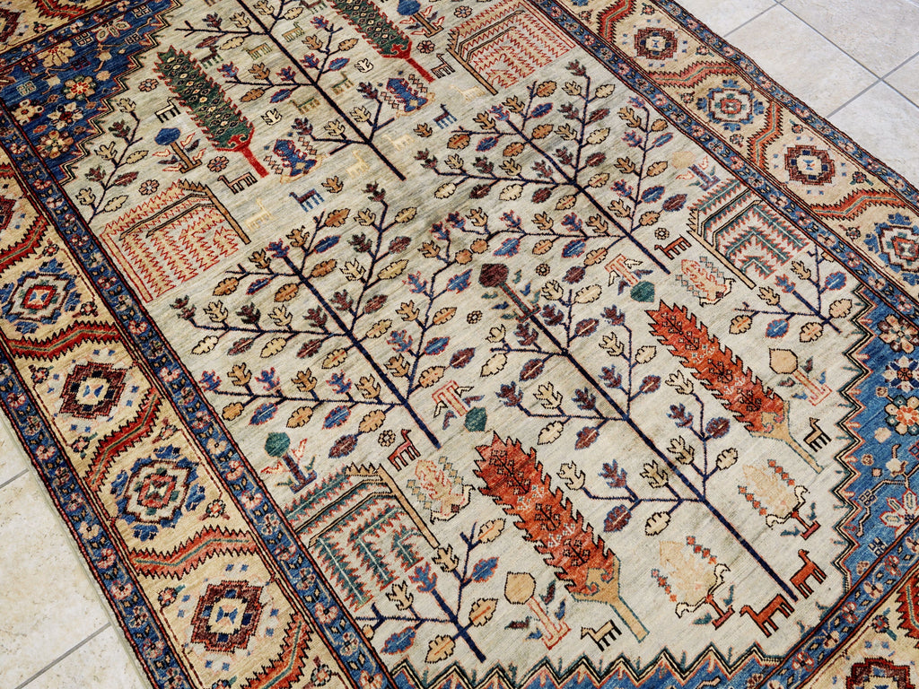 6x9 Ft Floral Afghan Rug - Hand Knotted Oriental Area Rug
