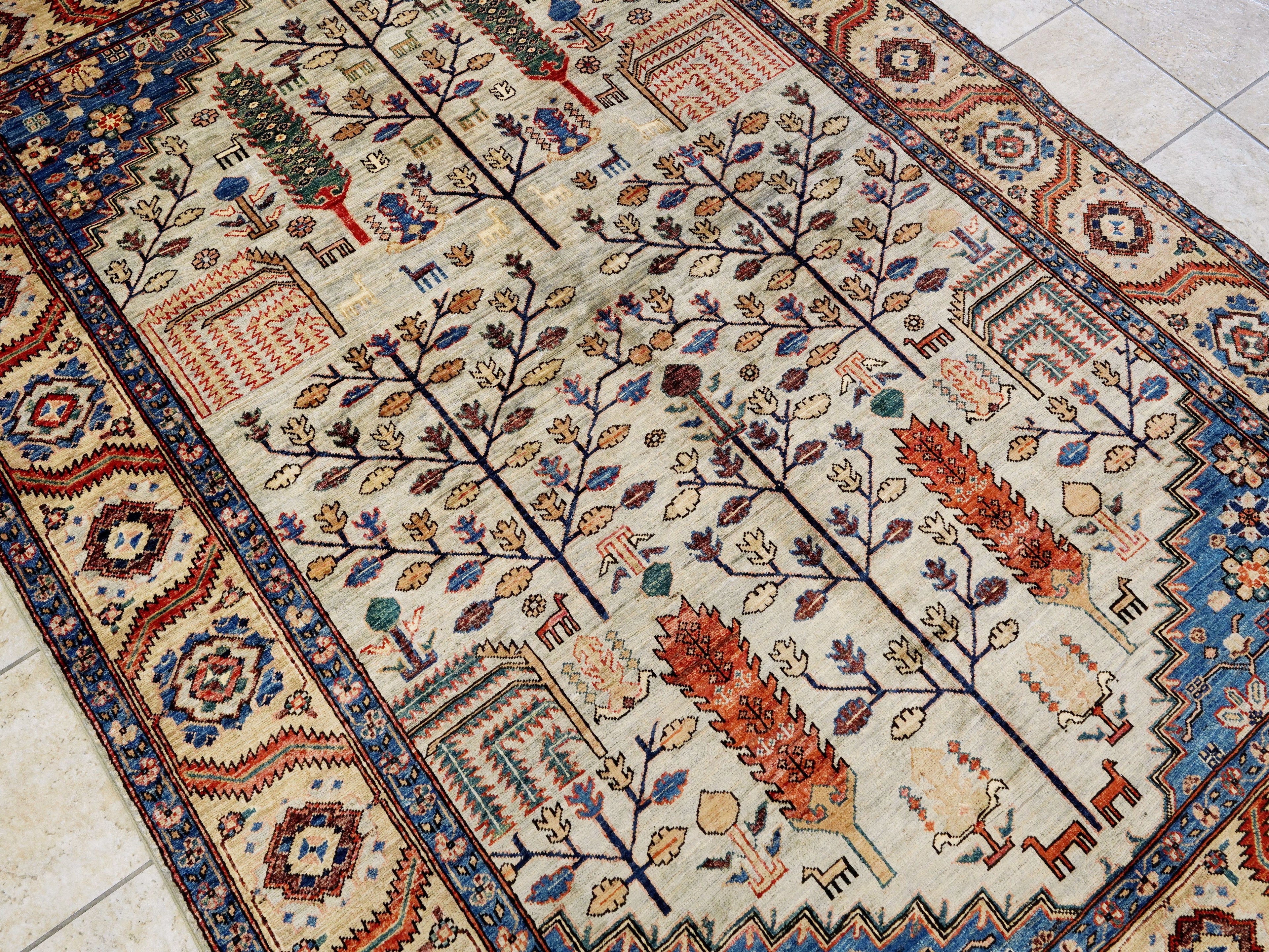 6x9 Ft Floral Afghan Rug - Hand Knotted Oriental Area Rug