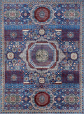 8x11 Ft Blue Mamluk Rug - Hand Knotted Afghan Rug