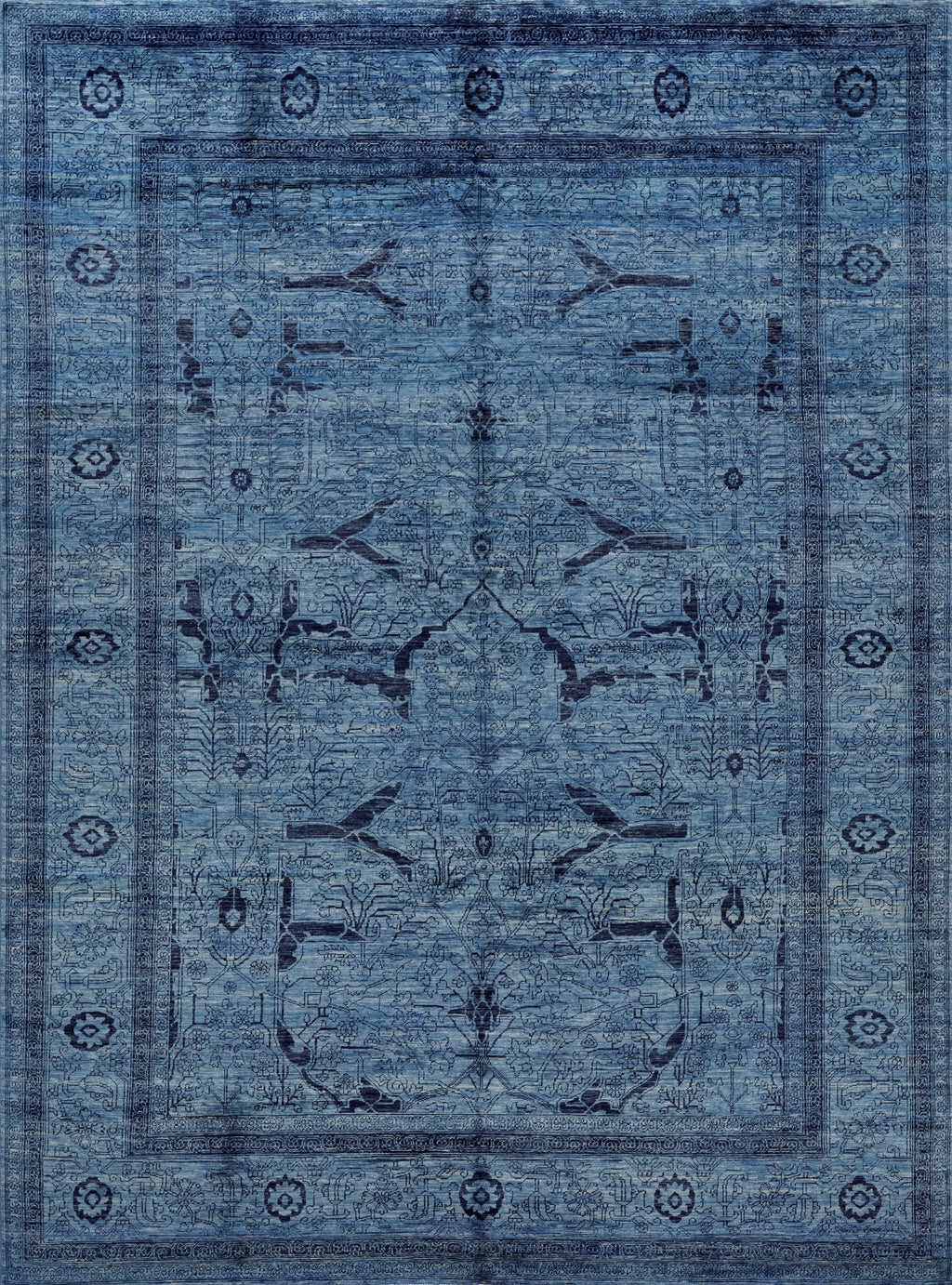 9x12 Ft Blue Afghan Oriental Rug - Hand Knotted Traditional Rug
