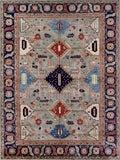 8x11 Ft Green Afghan Rug - Hand Knotted Area Rug