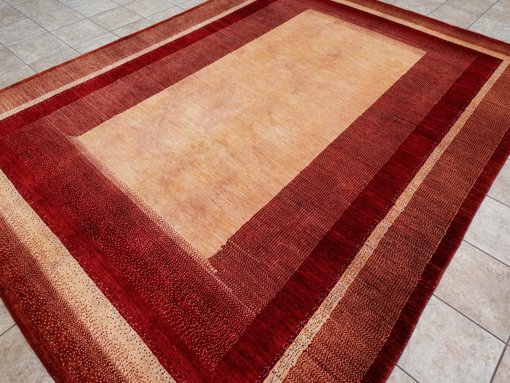 9x12 Ft Red Gabbeh Rug - Handmade Afghan Wool Rug