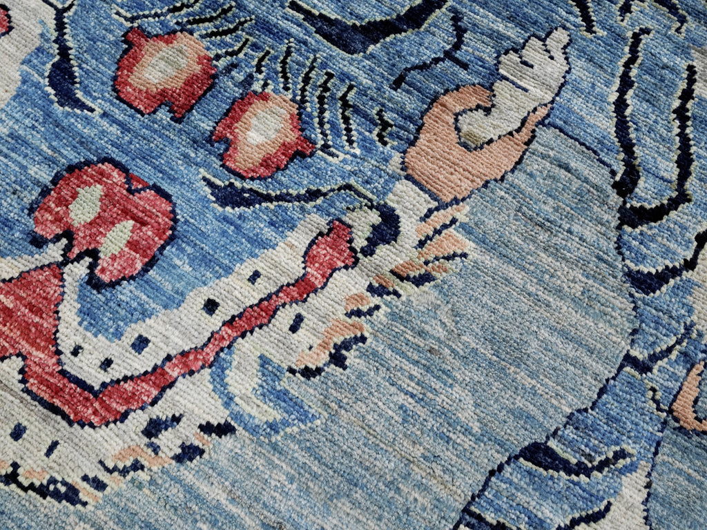 3x5 Ft Blue Tiger Rug - Hand Knotted Afghan Rug - Animal Design