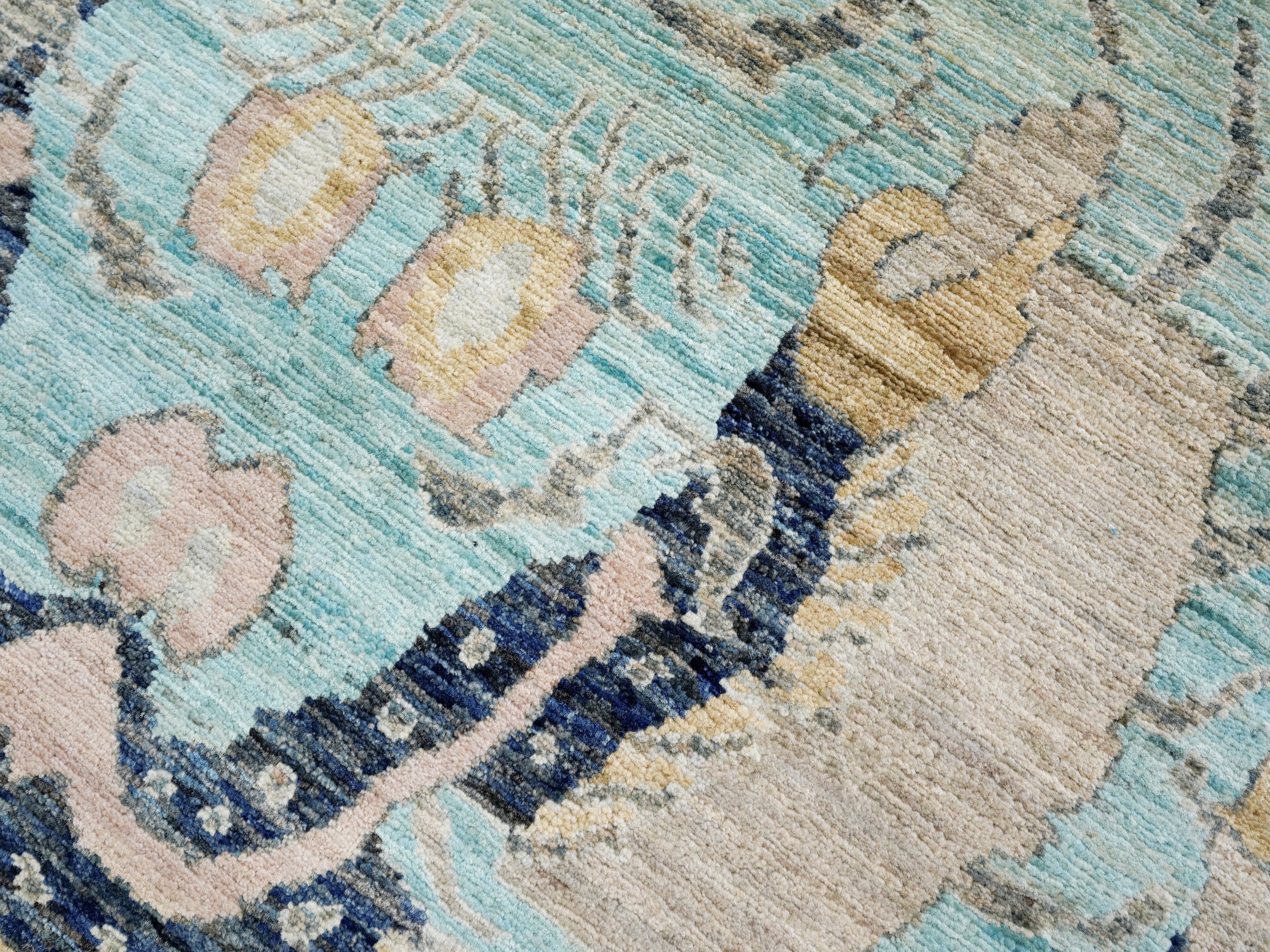 3x5 Ft Blue Tiger Rug - Hand Knotted Afghan Rug - Animal Design