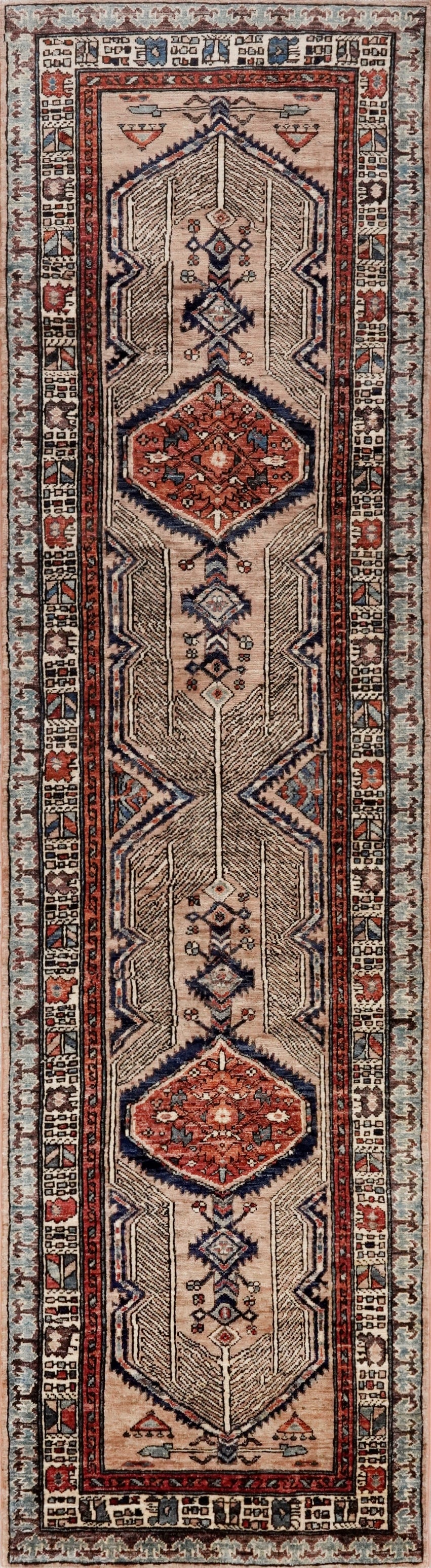10 Ft Peach Orange Oriental Runner Rug - Hand Knotted Afghan Rug