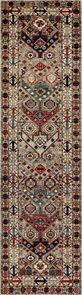 10 Ft Brown Oriental Runner Rug - Afghan Hand Knotted Rug