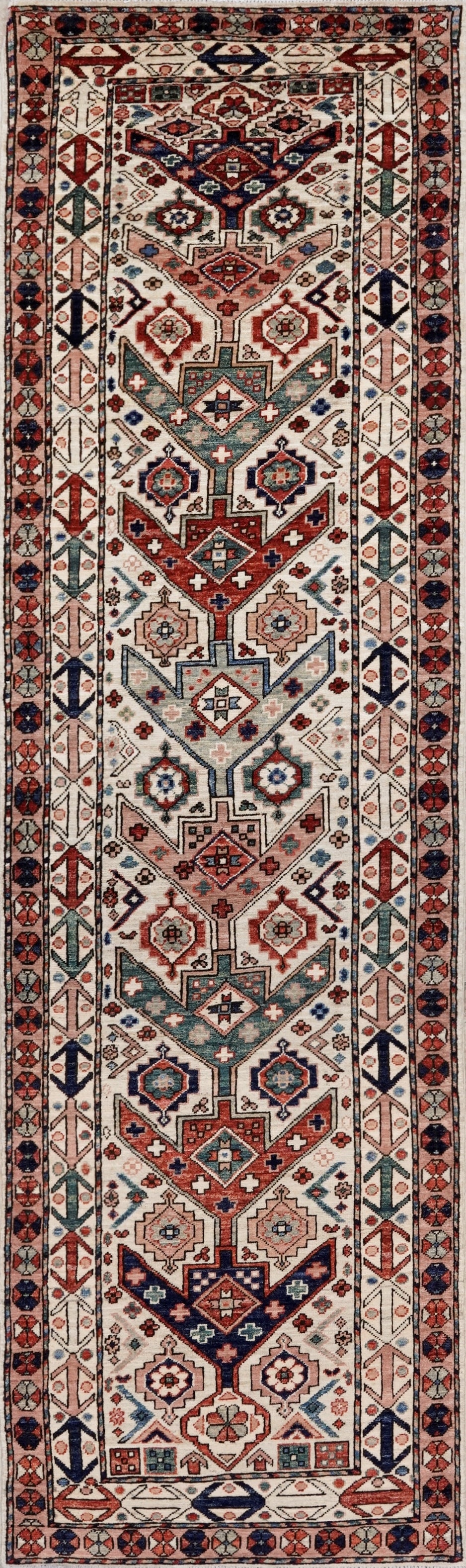 10 Ft Beige Oriental Runner Rug - Afghan Hand Knotted Rug